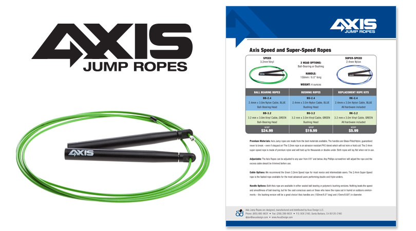 logo design and tech sheet for Axis Jump Ropes